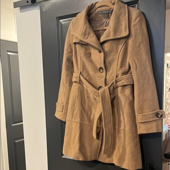 Kenneth Cole Reaction Tan Belted wool Coat - Picture 2 of 6